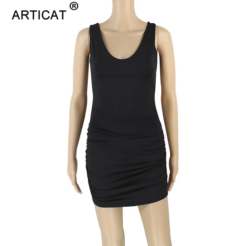 Articat, сексуальное облегающее платье с открытой спиной, женское платье с v-образным вырезом, без рукавов, облегающее мини-платье, повседневное Клубное платье для вечеринки, vestidos
