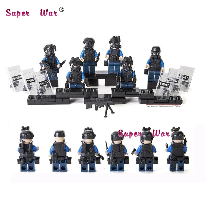 98507 6pcs Combat Military Camouflage Barrier Gun Battle shield Army building blocks model bricks toys for