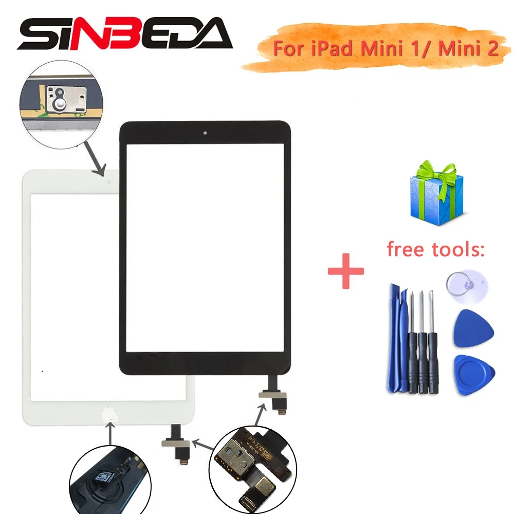 Sinbeda для iPad Mini Screen 1 2 Touch A1432 A1454 A1455 A1489 A1490 A149 дигитайзер кабель ИС Home Button