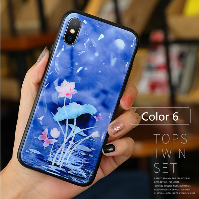 

For iPhone 7 plus case 3D Diamond Pattern Soft TPU +hard PC Phone Case for iphone 6 6s 8 plus & iphone X XR XS MAX cover