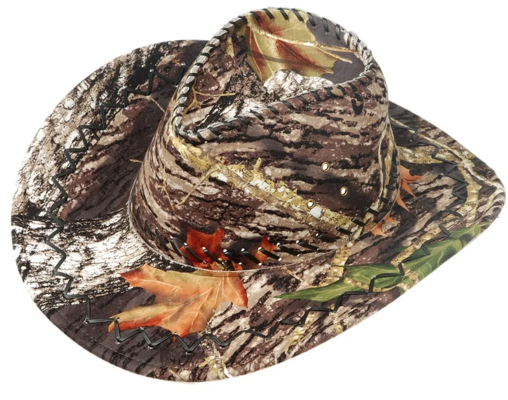 TACTICAL PAINTBALL OUTDOOR COWBOY HAT MEN SUN CAP REAL TREE CAMO