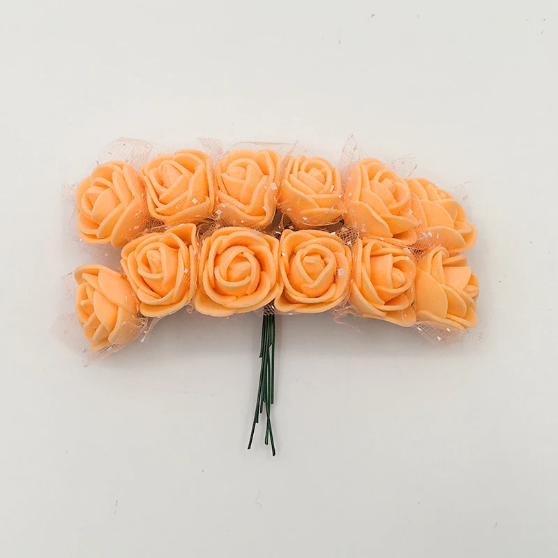 144 шт миниатюрная роза из пеноматериала искусственные цветы для дома свадебное оформление автомобиля DIY помпон венок декоративный свадебный цветок поддельный цветок - Цвет: Orange
