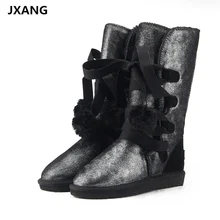 JXANG Clássico Botas de Neve Mulheres Sapatos de Inverno Bota de Couro bota feminina botas mujer zapatos Botas de Neve das Mulheres À Prova D’ Água