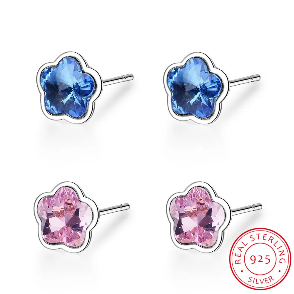 Серьги гвоздики женские из серебра 925 пробы с кристаллами Swarovski|Серьги-гвоздики| |