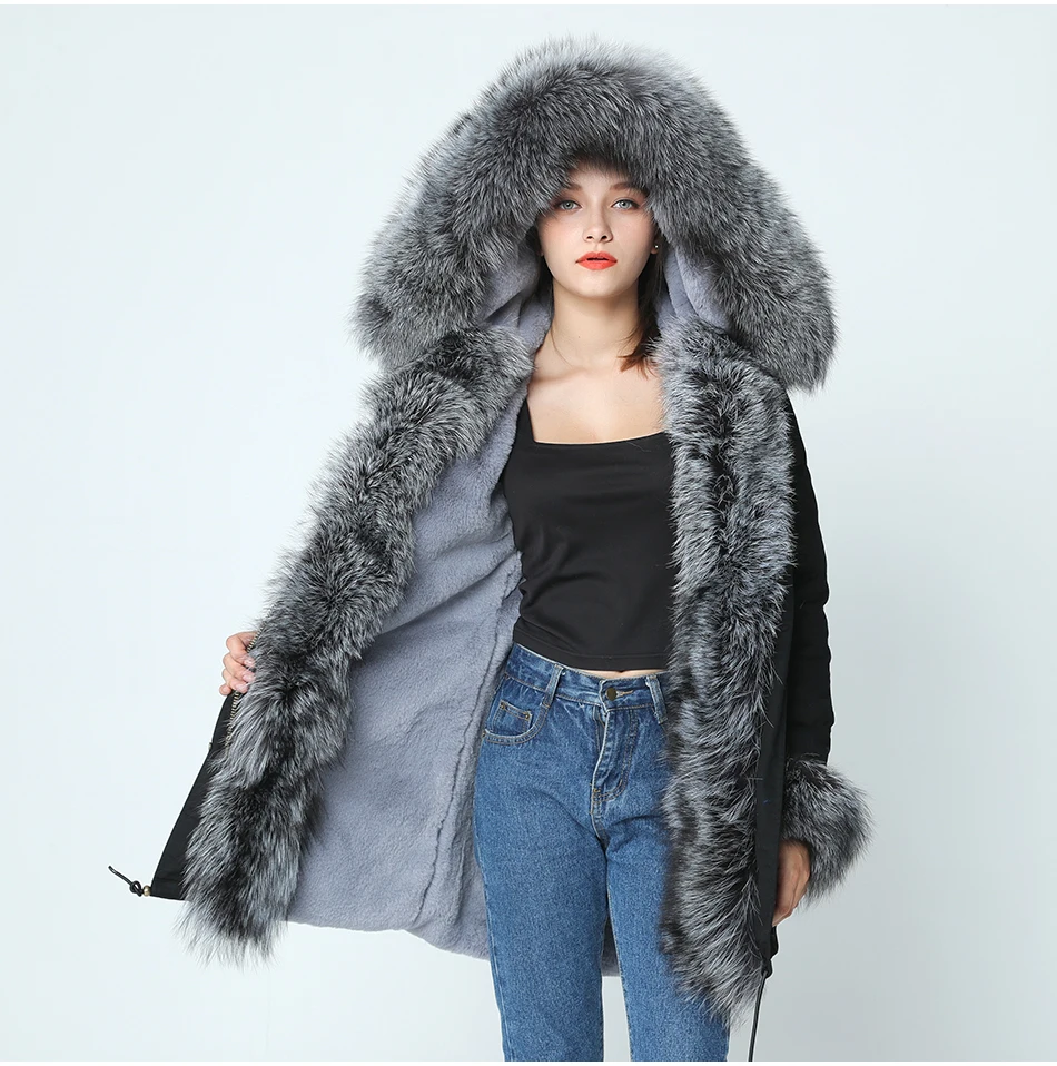 Бренд OFTBUY, новинка, длинная камуфляжная зимняя куртка, женская верхняя одежда, толстые парки, натуральный Лисий мех, воротник, пальто с капюшоном, pelliccia