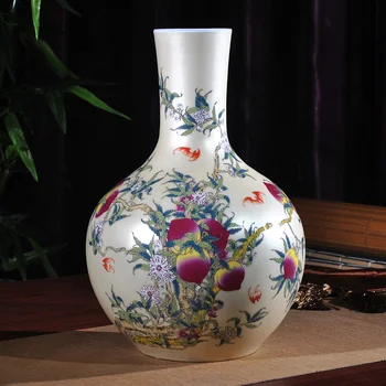 

Jingdezhen ceramics Fencai Fu map peach vase jewelry living room TV cabinet shelf porch decoration
