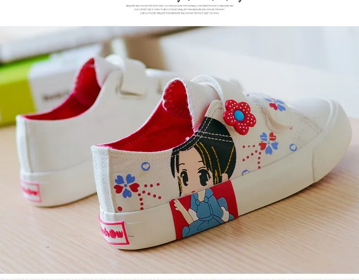 2016 New  Fashion Princess Girls Shoes Canvas Rubber Children Shoes Autumn Spring Pink Rose White Cute Cartoon Girls Sneakers 462s (7)