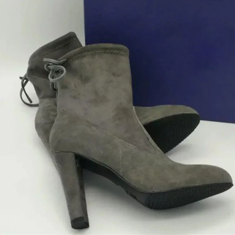 Gamuza Botas Cuadrado Montar Alto 2018 negro Dedo gris Laijianjinxia Las Mujeres Llegadas Pie Cuero Grueso Tacón Chico Tobillo Tinto Del Encaje De Nuevas Khaki vino PAOYOqnz