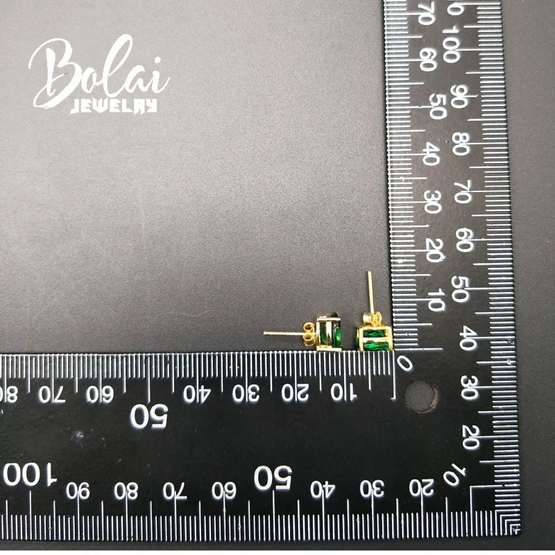 Bolai овальные серьги-гвоздики 8x6 мм, нано изумруд, серебро 925 пробы, желтое золото, тонные серьги-гвоздики для женщин, свадебные, нестареющий стиль