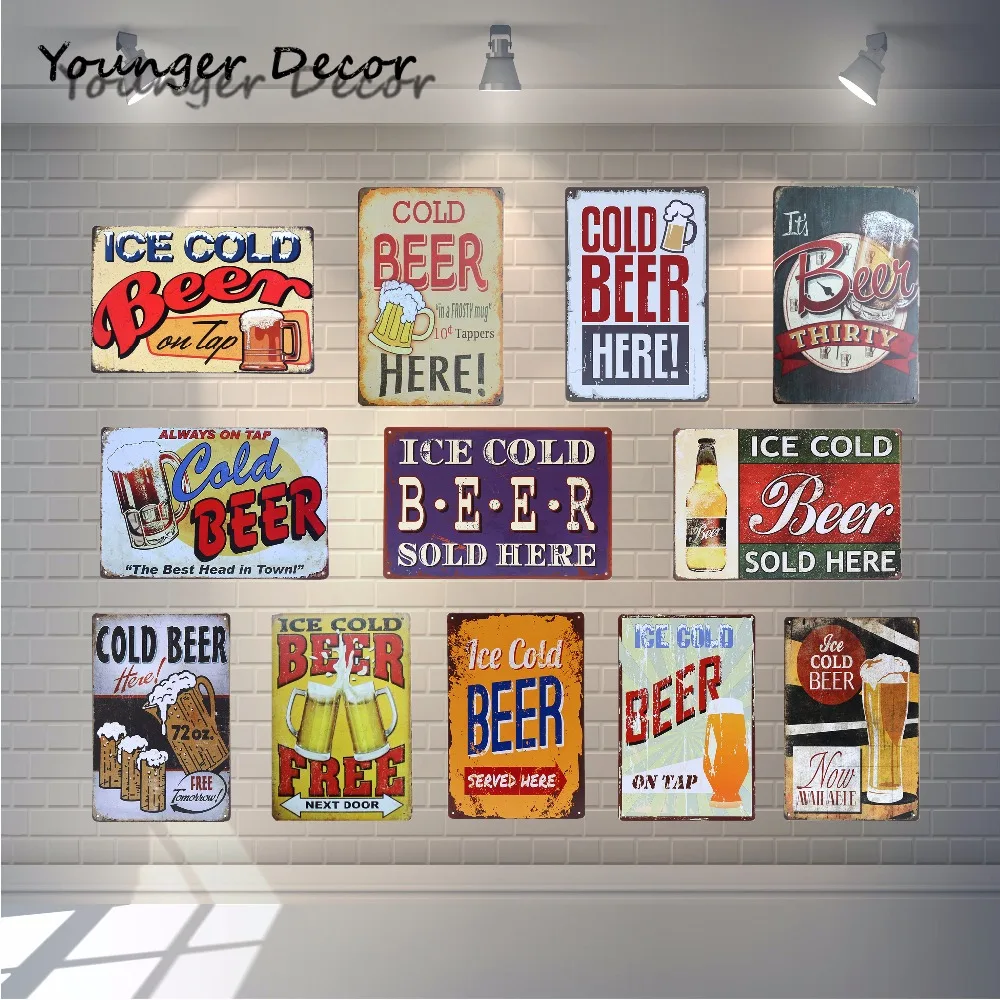 

Ice Cold Beer Vintage Metal Poster Bar Pub Home Hotel Kitchen Music Party Decoration Vintage Art Wall Tin Signs 20x30cm YA058
