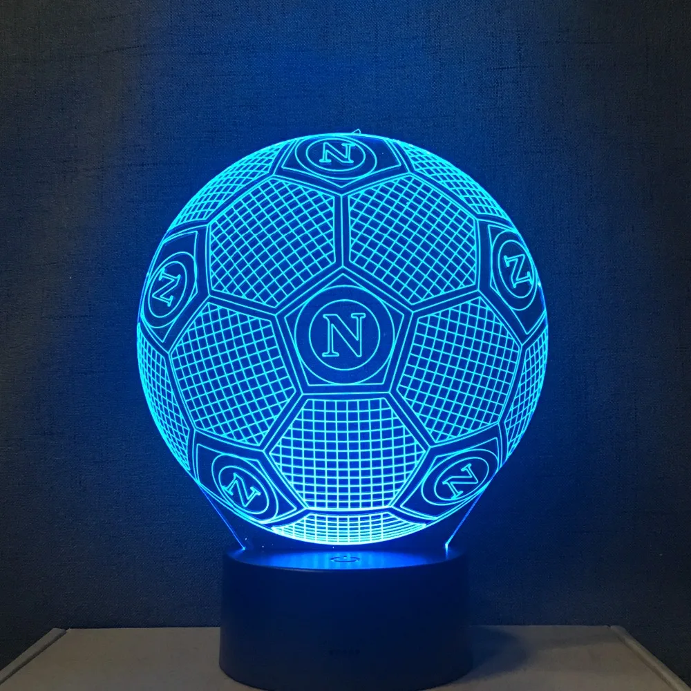 

3D LED Night Light 7 Colors Changing Italy SSC Napoli Home Decoration Lamp Football Table Lamp USB Touch Light Kids Father Gift