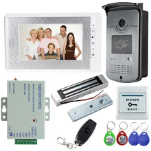 7inch Wired TFT Color Video Door Phone Intercom Entry System with RFID Outdoor Access Camera+Electric Magnetic Lock +12V Power