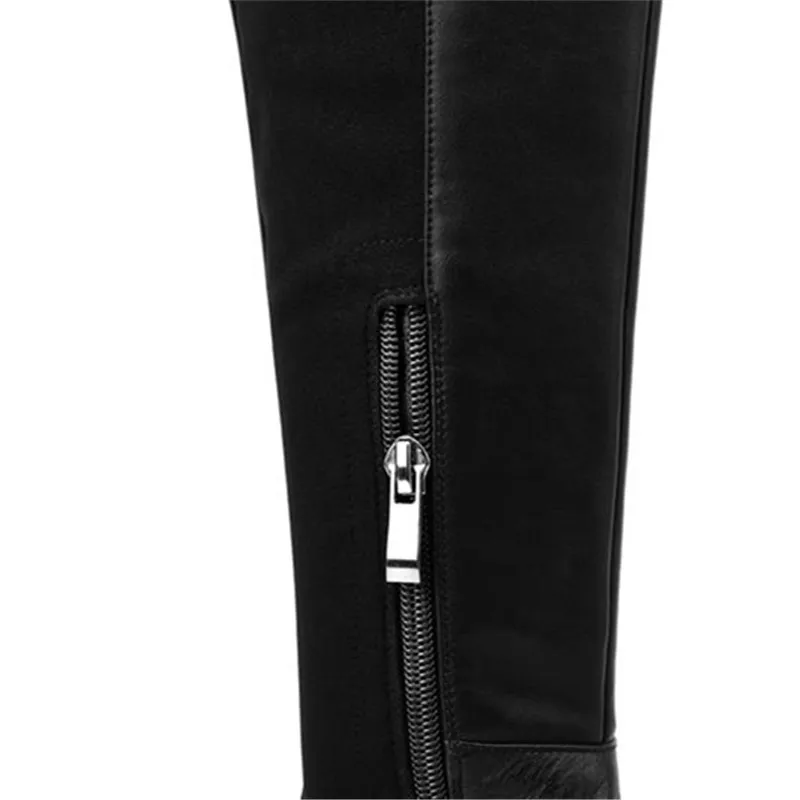 Fur With Chaussures Paraître Bout Automne Masgulahe Zipper Plus Cuir Black Sexy Femmes Le Genou Not black Hiver Bottes Fur Rond Mince En Sur Véritable Fur apricot qXfTHg