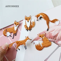 Buy 1 Piece Embroidered Cute Fox Patches Clothes Bags Applique Embroidery Patches Iron On Patch for Clothes Online