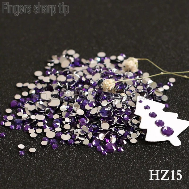 

2017 Finger Sharp Tip 1000pcs 2mm-6mm Mix Sizes Violet 3D Nail Resin Flat Bottom Popular Nail DIY Decorative Diamond HZ15