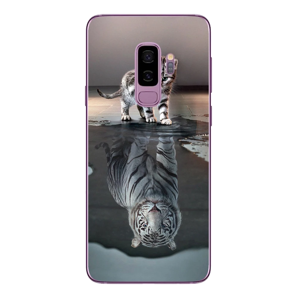 Мягкий термополиуретановый чехол для samsung Galaxy S7 Edge S8 S9 Plus, силиконовый чехол, чехол с тигром, львом, волком, лисой, рыбой, защитный чехол для телефона