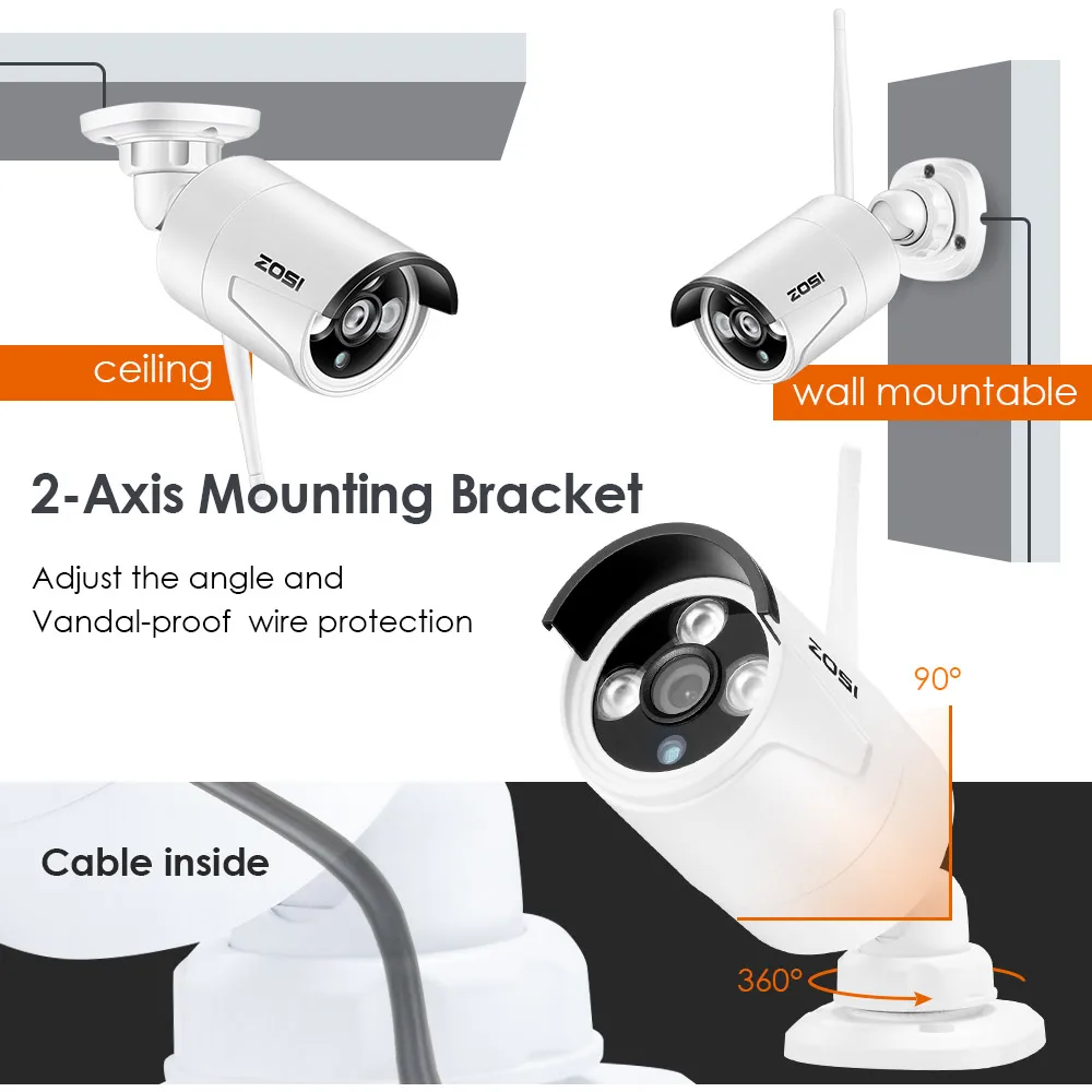  ZOSI Plug & Play Wireless 4CH CCTV Camera System P2P Wireless 1080P NVR & IP Camera 960P Outdoor Bu - 32806006320