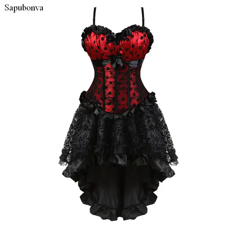 red and black corset dress