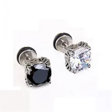 Модные Панк мужские серьги-гвоздики из нержавеющей стали циркониевые черные белые женские мужские серьги мужские ювелирные изделия