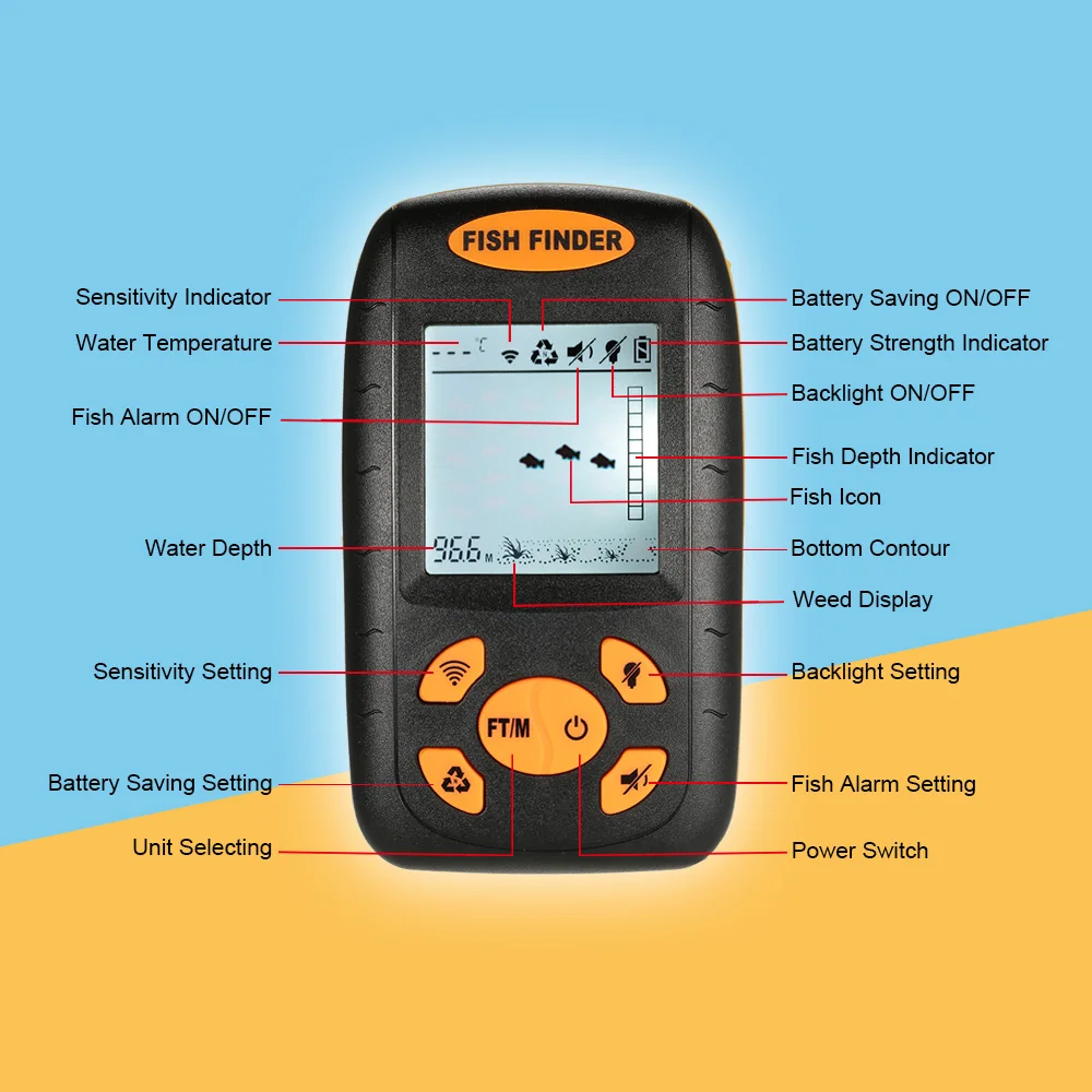 ОА Docooler Беспроводной Искатель Рыб Эхолот Fishfinder 100 м Диапазон Глубин Океана Озеро