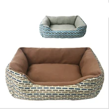 Клетчатая зимняя теплая хлопковая стеганая кровать для собак и кошек, водонепроницаемая моющаяся уютная мягкая кровать для домашних собак и кошек