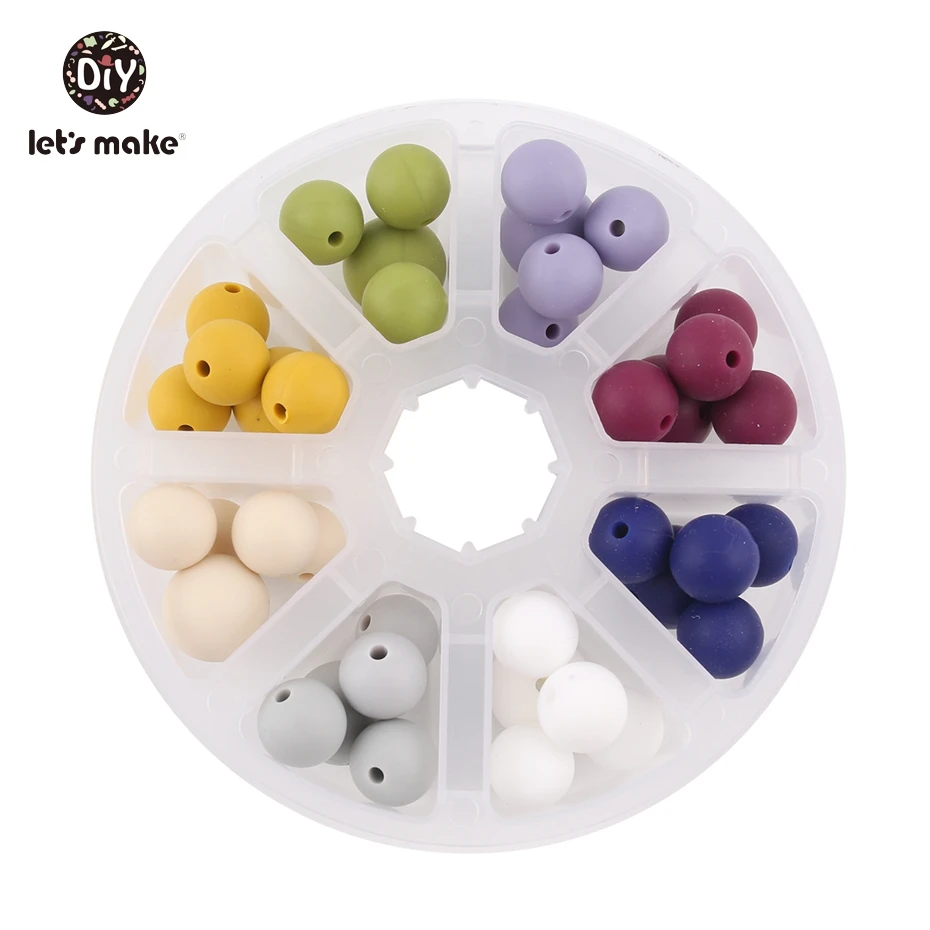 

Let's Make Silicone Beads 40pcs BPA Free Food Grade Silicone Teether Hot New Colors With Box DIY Chewing Ceads Caby Teethers