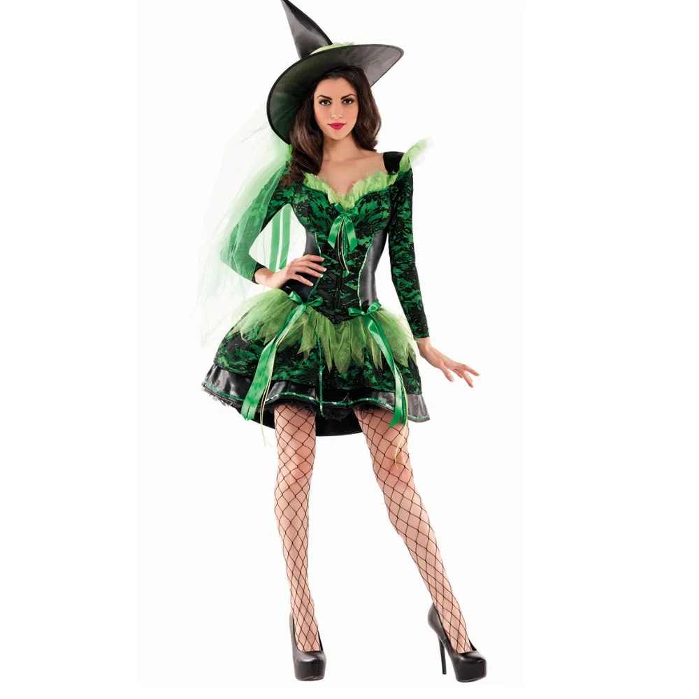 Buy New Green Lace Dress Witch Costume Halloween Party Witch Costume Women Sexy