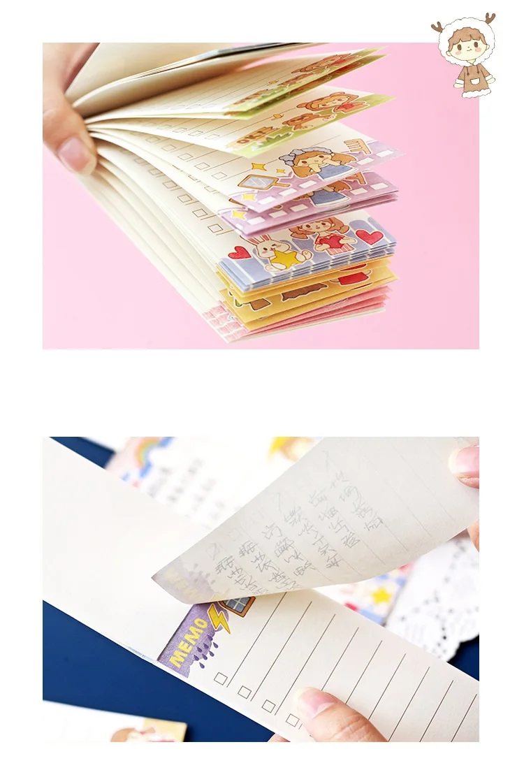 JUKUAI 2 Pcs Cute Girl Day Planner Organizer Fruit Rabbit Dayly Agenda To Do List Memo Note Book Stationery School Supplies 8265