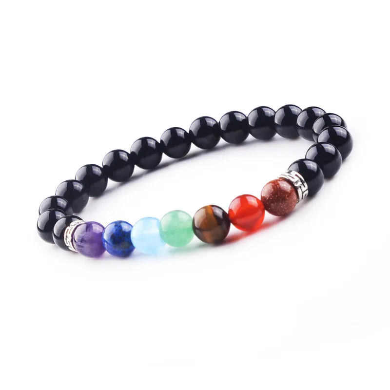 Summer Jewelry Women Men 8mm Beads Chakra Black Onyx Bracelet Yoga Reiki Prayer Mala Bracelets