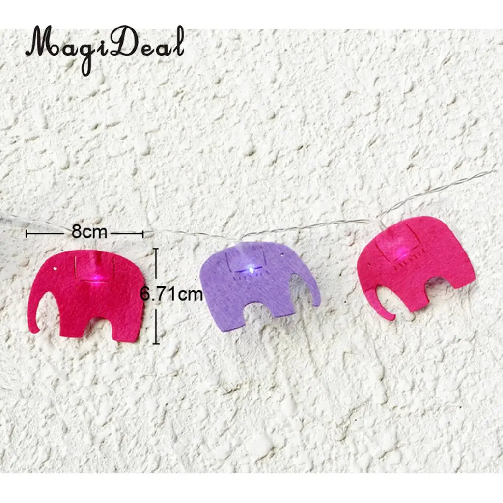 Christmas Kids Birthday Felt LED Lamp Elephant Banner Glows String Light Garland Xmas Party Hanging Bunting Decoration