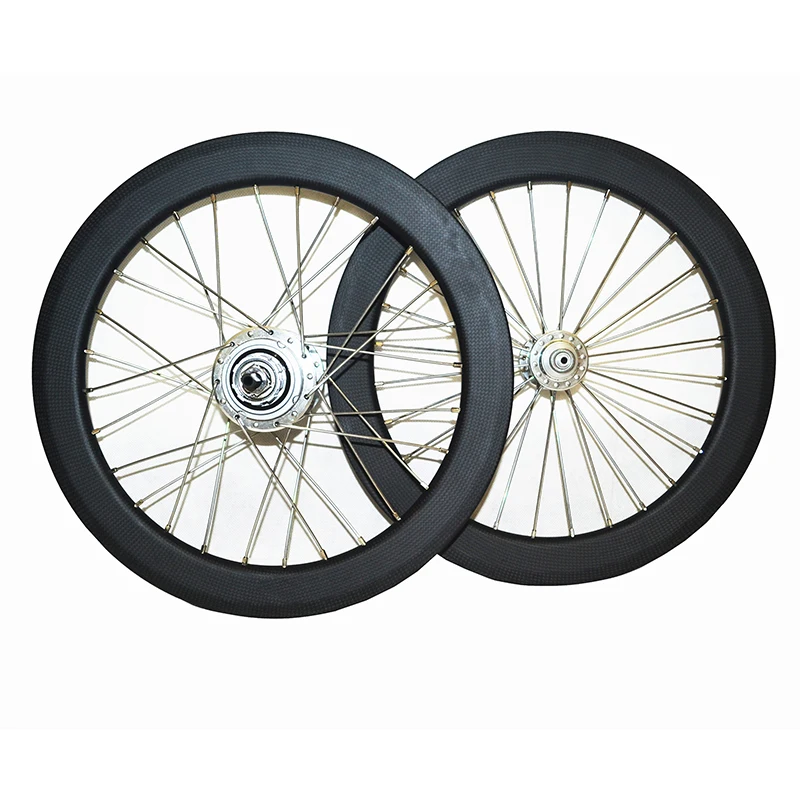 Discount 16 inch for stumery 5speed carbon wheelset brompton clincher bicycle carbon rims cycling wheels bicycle parts 0