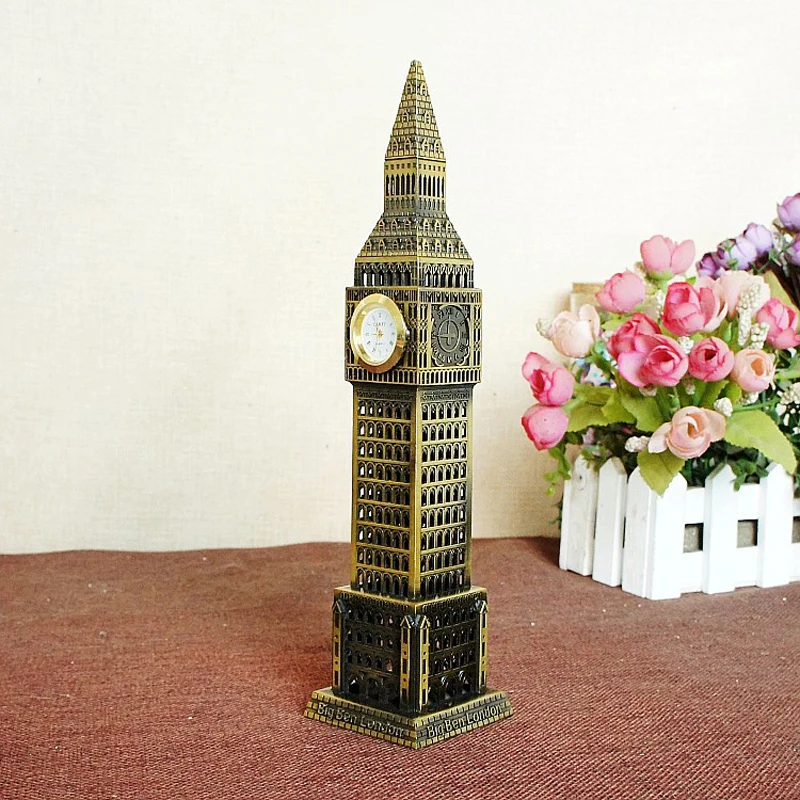 1 шт. 23 см статуя Лондона Биг-Бена настольные часы бронзеколор знаменитая Статуэтка здания модель для украшения дома Сувенир