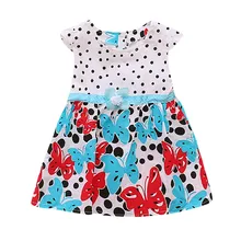 Летнее модное Повседневное платье без рукавов в горошек с бабочками и цветочным принтом для маленьких девочек; ; ; Z4