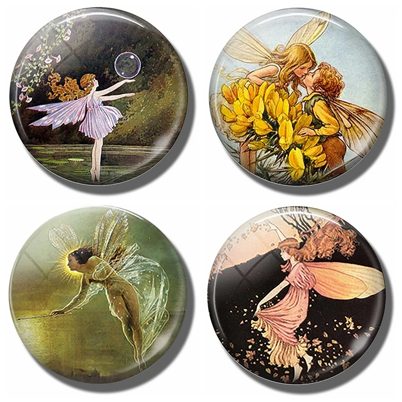 

Spirit of The Night 30 MM Fridge Magnet Glass Cabochon Fairy Tale Magnetic Refrigerator Stickers Fairy Romance Kiss Home Decor