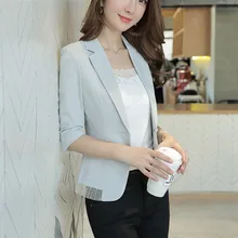 Brief Linen Suit Woman 2020 Spring Summer 3 Quarter Sleeve OL Blazer Office Lady Jacket Patchwork Tassel
