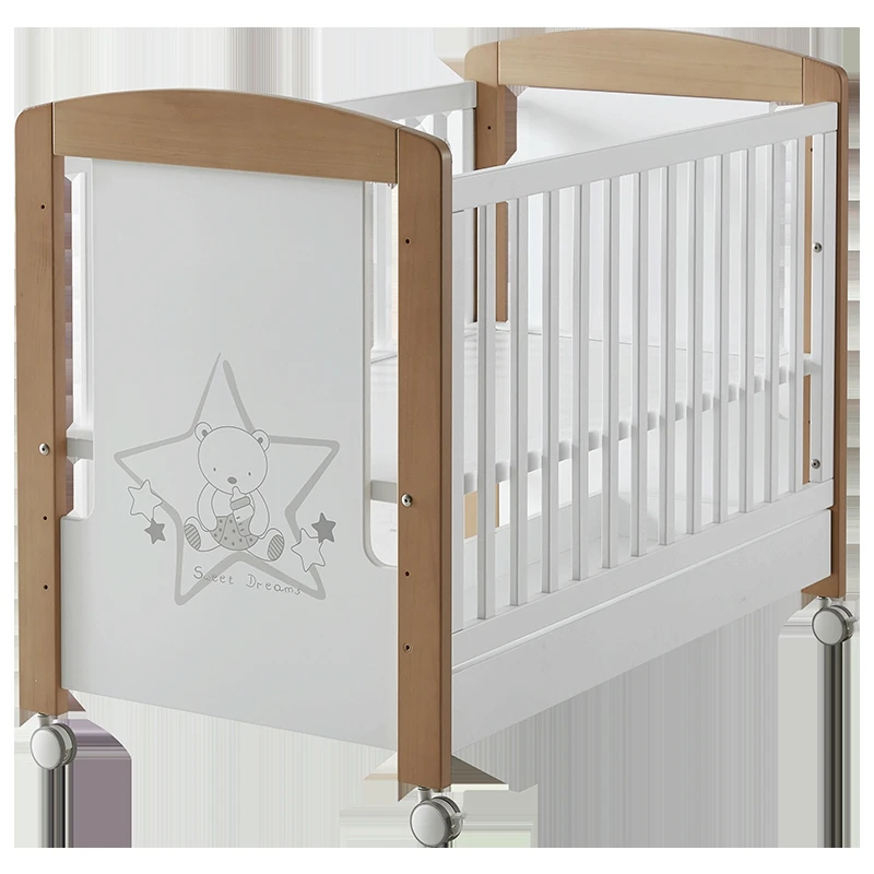 Многофункциональная Регулируемая кроватка игровая кровать с роликом Araucaria цельная деревянная сплайсинговая кровать с био-покрытием для новорожденных Колыбель детская кровать
