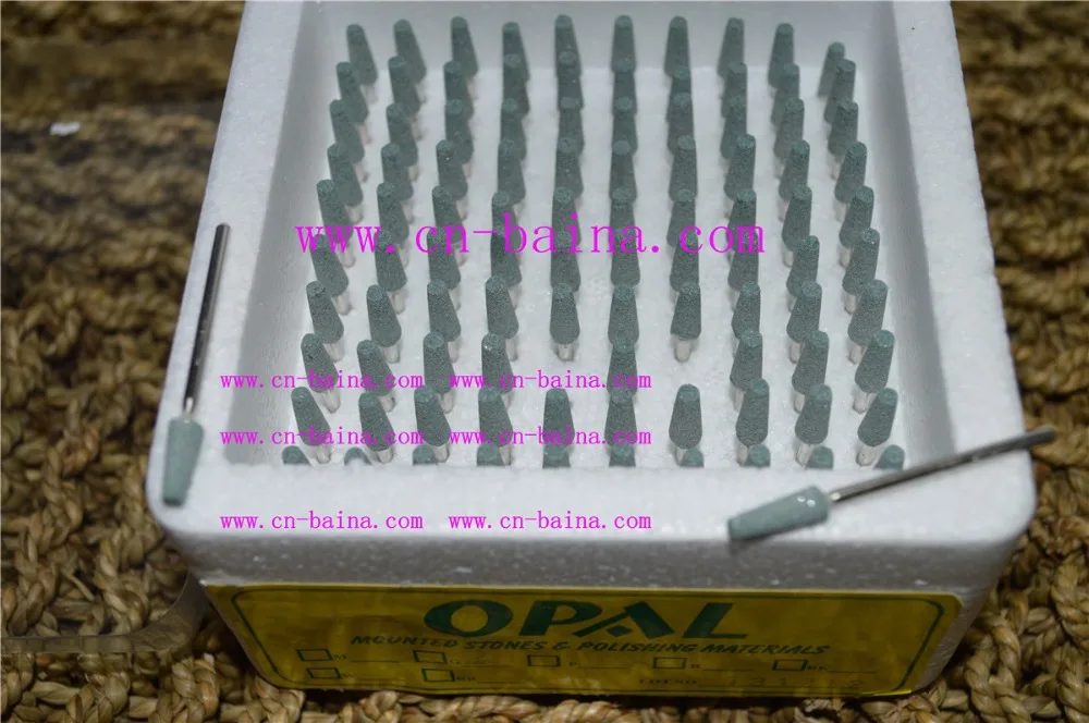 

Dental lab denture laboratory material Opal green mounted stone G20 polishing material silicon carbide shank shelf 2.35mm
