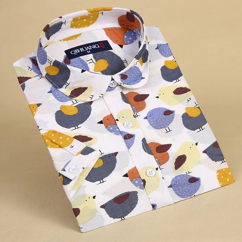 QIHUANG Short Sleeve Women's Shirt Casual Blouses Cotton Turn Down Print Shirt Plus Size Fashion Women Tops and Blouse S-5XL QIHUANG Short Sleeve Women's Shirt Casual Blouses Cotton Turn Down Print Shirt Plus Size Fashion Women Tops and Blouse S-5XL