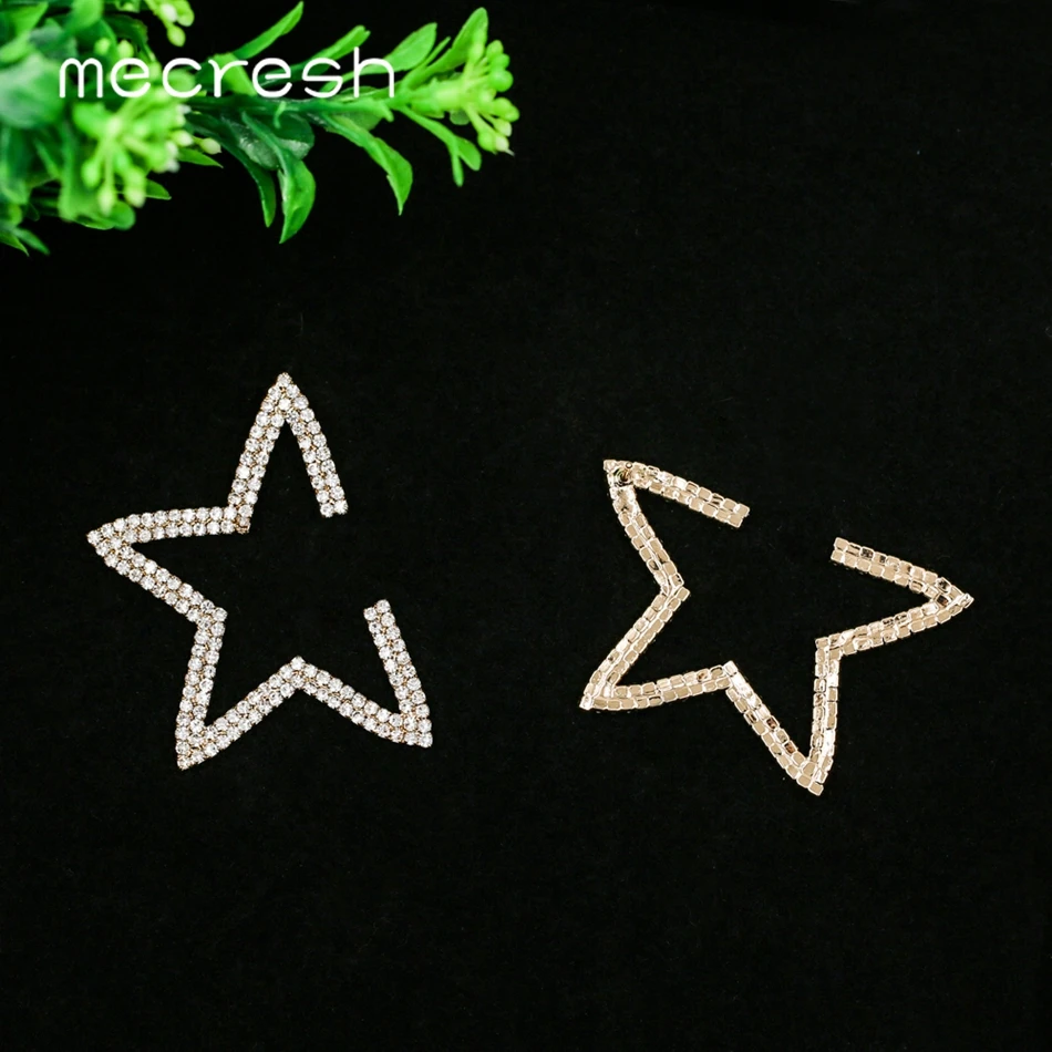 Mecresh, винтажные серьги-гвоздики со стразами, большие звезды, для женщин, для девочек, серебряные, золотые, большие серьги для свадьбы и помолвки, MEH1261