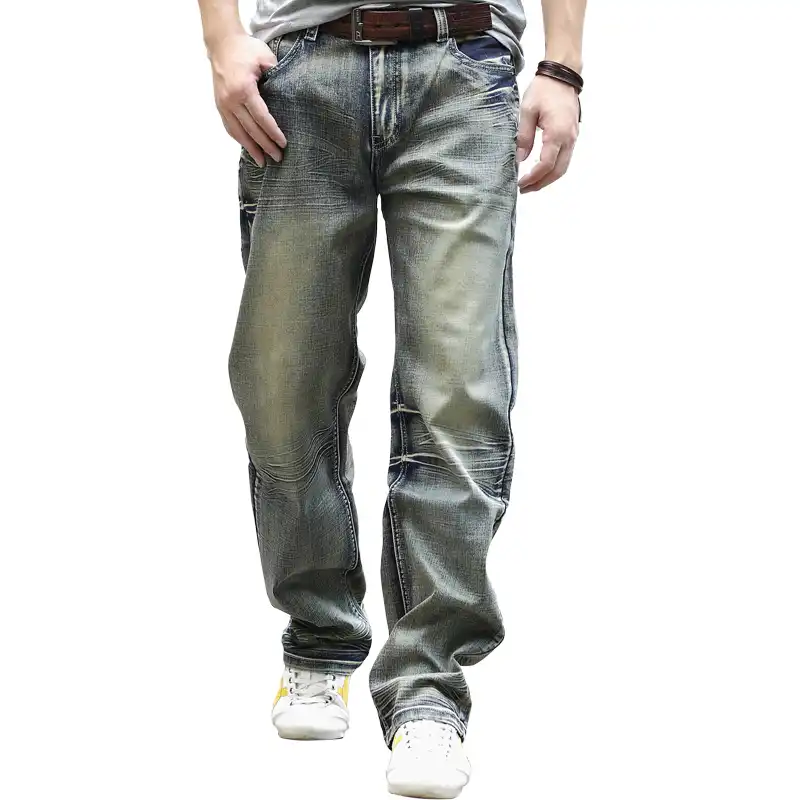 Nueva Moda Baggy Suelto Jean Pantalones Para Hombres Estilo Casual