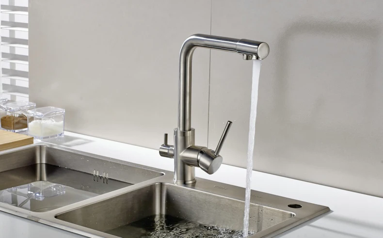 FLG Water Filter Kitchen Faucet Brushed Nickel Tap 360 Rotation with Water Purification Features Taps For Drinking Kitchen Mixer