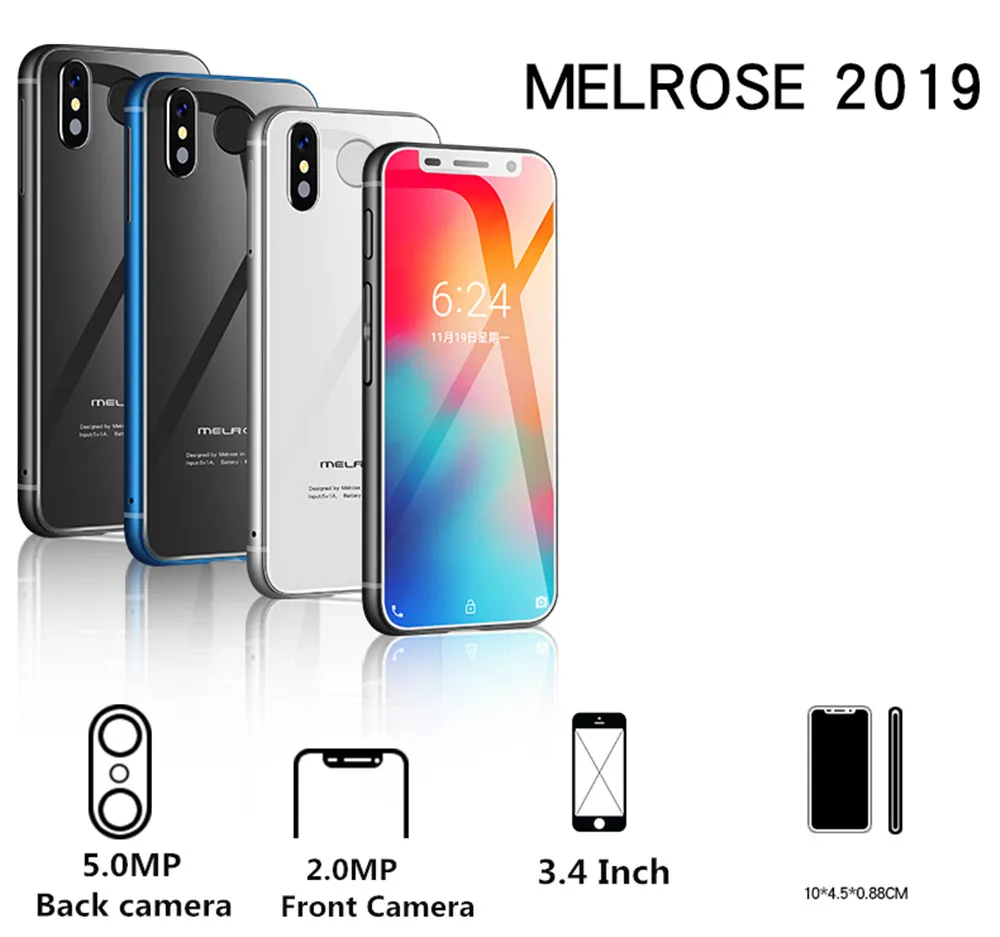 Melrose 4G Lte маленький Android телефон Google play 3,4 ''четырехъядерный Android 8,1 отпечаток пальца ID студенческий мини маленький смартфон