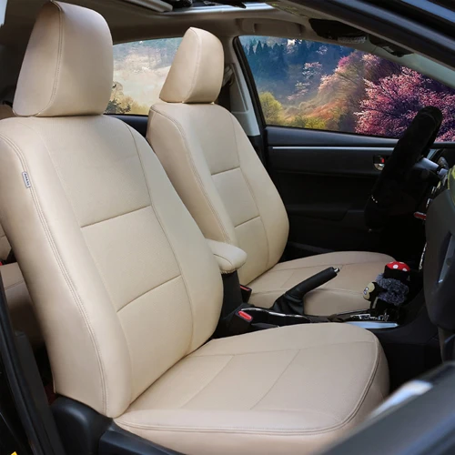 AUSFTORER PVC Leather Front & Rear Custom Fit Seat Covers for Toyota