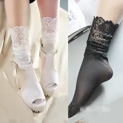 Принцесса сладкий Лолита Носки восстановление древних способов кучи японский стиль шелк Белый Черный кружевные носки dw239