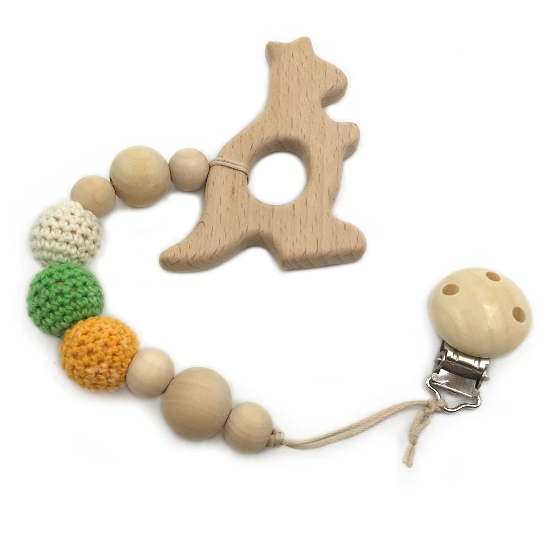 Органический Детский Прорезыватель бусины из натурального дерева крючком бусины животных кулон смешивание для DIY новорожденных Baby Shower подарок малыша Прорезыватель зубов