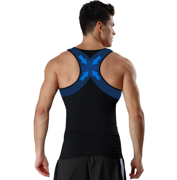 Meisou Hot Slimming Male Vest Body Shaper Men T shirt Abdomen Fat Reduce Compression Black White Blue Shapewear Fitness Clothing (5)