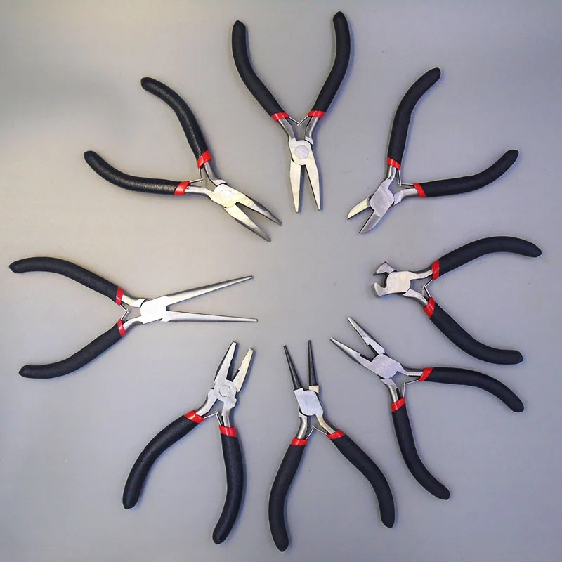 Mini Pliers Long//Round//Flat Nose Diagonal Bent End Cutting Set DIY Craft Tools