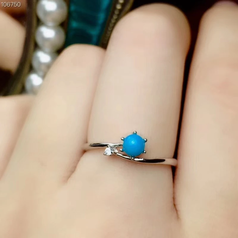 925 Sterling Silver 14k Blue Turquoise Band Ring Stone Stackable Gemstone Natural Fine Jewelry For Women Gifts For Her 925 Sterling Silver 14k Blue Turquoise Band Ring Stone Stackable Gemstone Natural Fine Jewelry For Women Gifts For Her