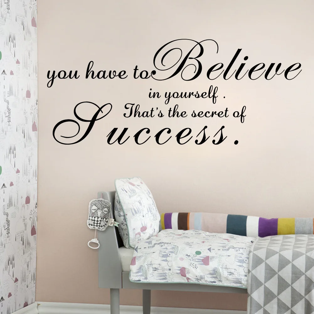 Aw9066a You Have To Believe English Stickers Living Room Bedroom Wall Wholesale Custom