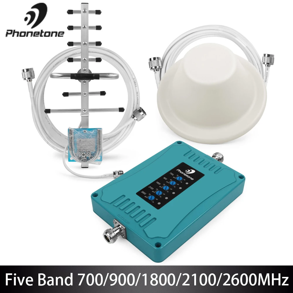 

2G 3G 4G GSM Repeater 700/900/1800/2100/2600MHz Mini Size Cellular Signal Booster 70dB Mobile Amplifier Set for Band 28/8/3/1/7